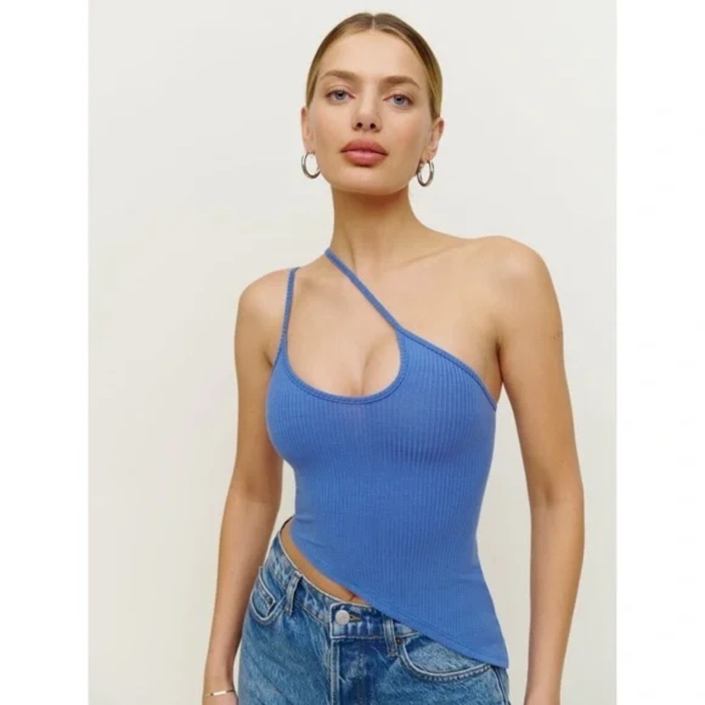 Reformation Ocean Knit One Shoulder Strappy Top